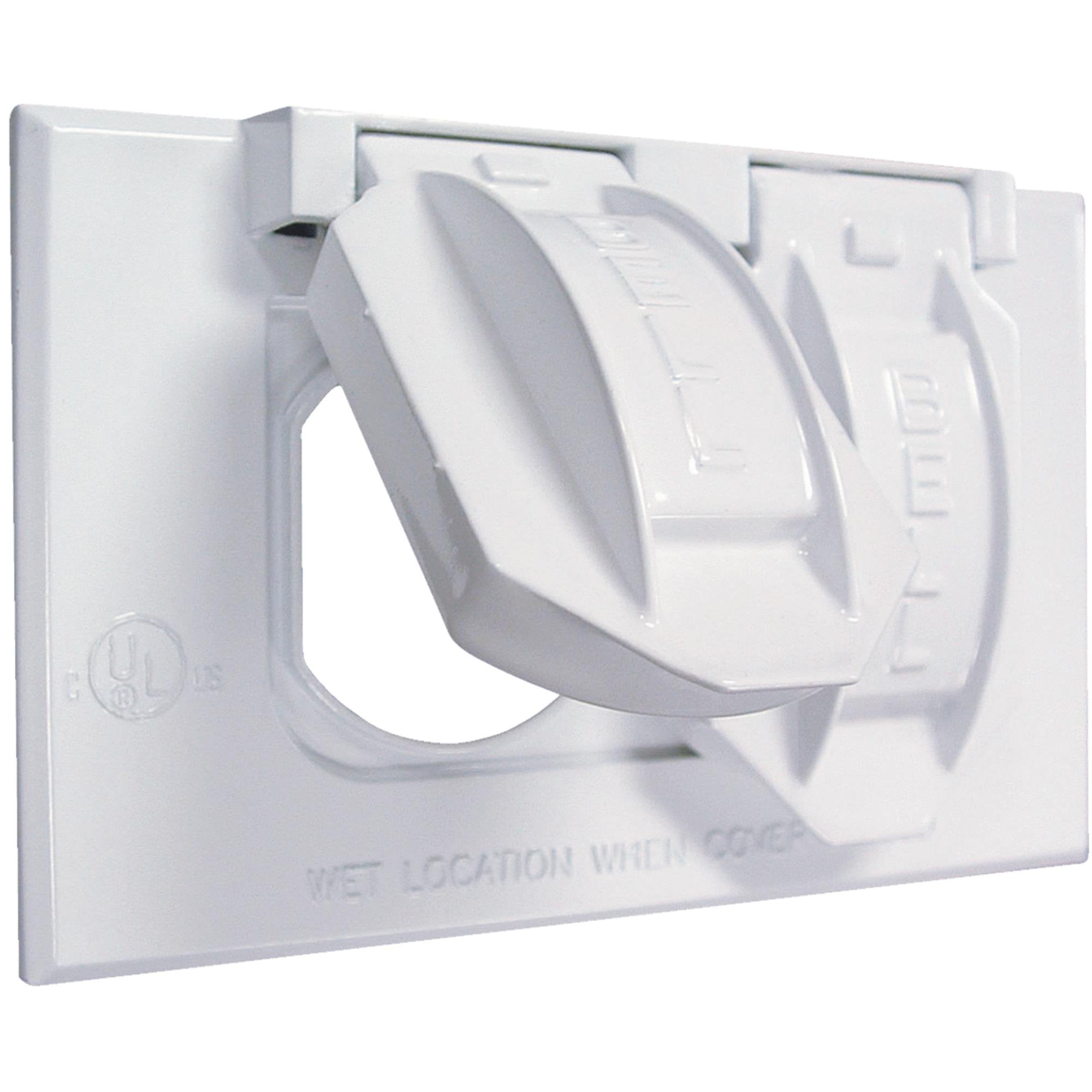 Bell Horizontal Duplex Aluminum White Weatherproof Outdoor Outlet Cover