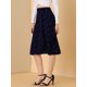 thumbnail image 4 of INSPIRE CHIC Falda midi de una línea con estampado floral para mujer Faldas vintage de gasa de verano Azul S, 4 of 6