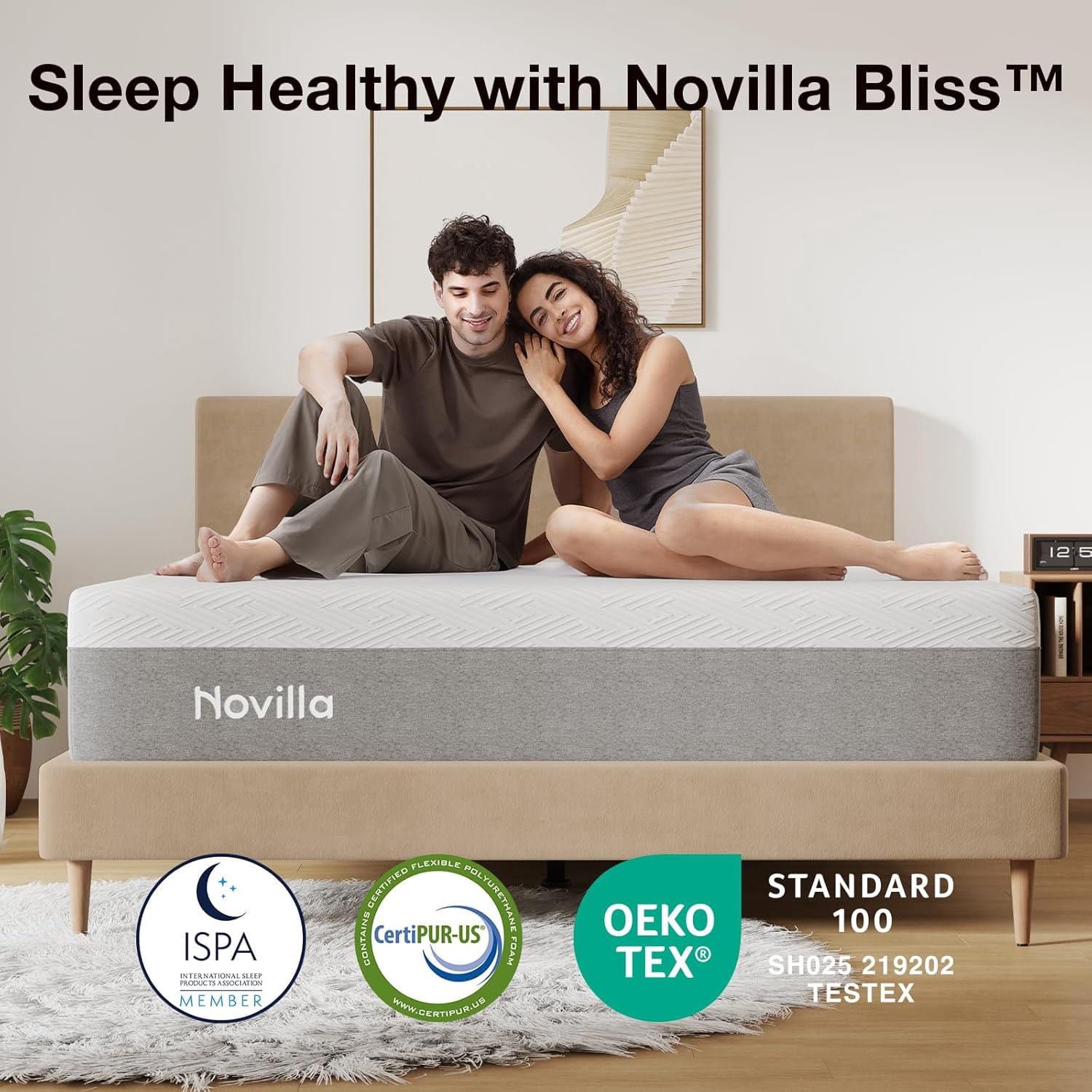 Novilla Bliss King Size Mattress, 12 Inch Gel Memory Foam King Mattress in a Box for Cool Night Sleep & Pressure Relief with Spine Alignment, Motion Isolation, CertiPUR-US Certified