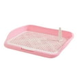 thumbnail image 3 of Poste extraíble para inodoro para perros, bandeja para ir al baño desmontable antisalpicaduras, bandeja para ir al baño para cachorros al aire libre, Valla mediana rosa, 3 of 9