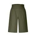 thumbnail image 4 of IDALL Athletic Shorts for Women Linen Shorts Womens Casual Solid Side Pockets Pants Shorts Elastic Waist Pockets Daily Shorts Summer Shorts Lounge Shorts Women Army Green L, 4 of 6