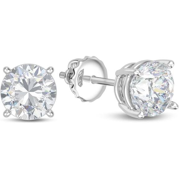 Dazzlingdaimonds Jewels 925 Sterling Silver 1.11Ct Round Cut Diamond Solitaire Screw Back Ladies Stud Earring's 14K White Gold Plated For Women's