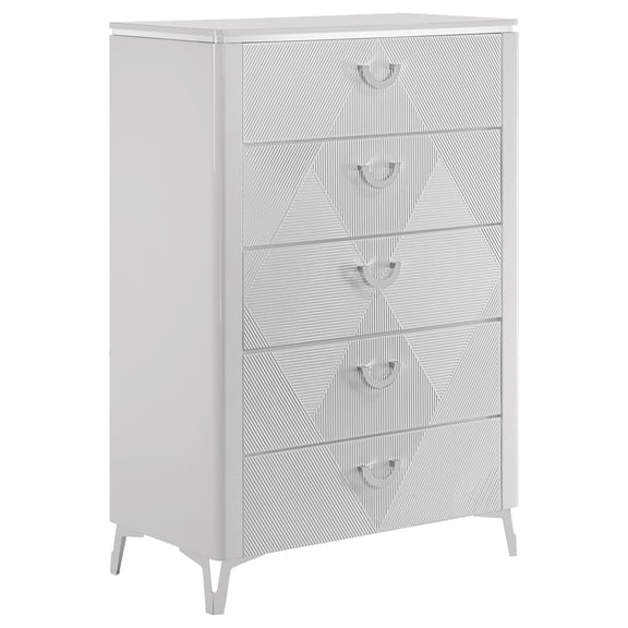 Cassia 5-drawer Bedroom Chest of Drawers White High Gloss