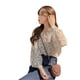 thumbnail image 3 of Camisa de mujer Blusa de gasa con estampado floral Top casual de manga larga abullonada, Albaricoque, S AweSitey AP001298-06B, 3 of 7