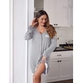 thumbnail image 4 of Ekouaer Women Striped Nightgown Long Sleeve Button Down Sleepshirts Comfy Sleep Dress Pajama Dress Striped, 4 of 6