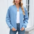 thumbnail image 5 of felwors Womens Bomber Jacket Zip Up Casual Jackets Lightweight Trendy Outerwear Coat with Pockets Blue, S, 5 of 7