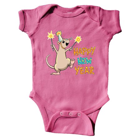 

Inktastic Happy New Year Rat with Sparklers in Party Hat Gift Baby Boy or Baby Girl Bodysuit