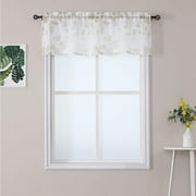 GlowSol 52*15 inch Taupe Floral Leaves Printed Sheer Valance Kitchen Bathroom Window Curtains,One Panel