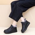 thumbnail image 4 of Women's Platform Snow Boots Waterproof Leather Slip on Casual Winter Ankle Booties Comfy Warm Plush Lined Loafers Black Size 6.5, 4 of 7