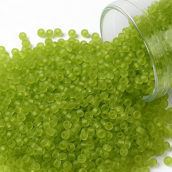 TOHO Round Seed Beads Japanese Seed Beads (4F) Transparent Frost Lime Green 11/0 2.2mm Hole: 0.8mm about 1110pcs/10g