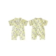 thumbnail image 2 of Cenuakty 0-24M Baby Jumpsuit Short Sleeve Lapel Collar Duck/Sea Wave Print Sleep Romper Footless Newborn Outfit, 2 of 9