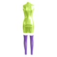 thumbnail image 6 of ZHOGXU Womens Metallic Shiny Sleeveless Dress High Neck Cutout Bodycon Party Mini Dresses With Socks For Nightclub Party, 6 of 7