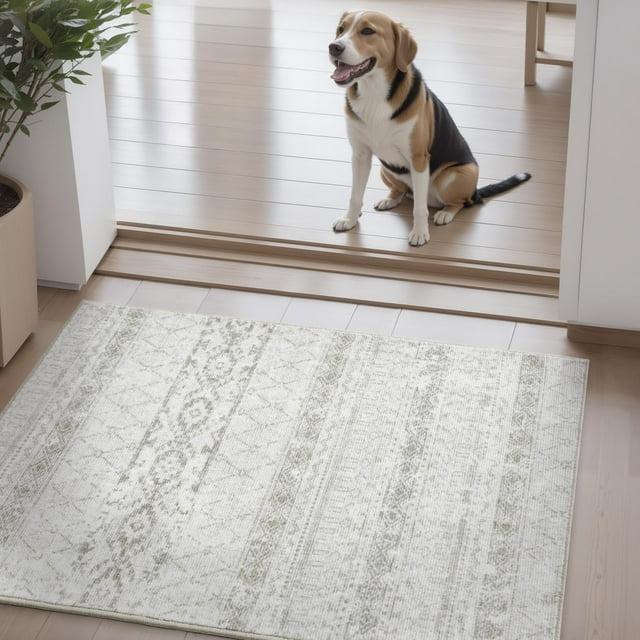 Boho Area Rug 2x3 Carpet-Rugs for Living Room Door Mat Indoor Entryway Bedroom Modern Moroccan Washable Rugs for Bedroom Distressed Neutral Rug Grey