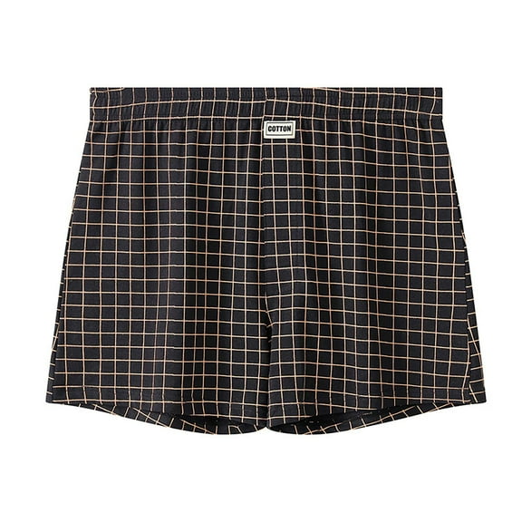 Maean Men's Big and Tall Cotton Boxer Elastic Waist Comfy Breathable Underwear Plaid Pjs Shorts