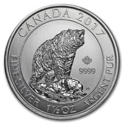 Canadian Mint 1.5 Oz Silver Grizzly Bear Bullion Coin, 38 mm