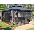 thumbnail image 2 of PURPLE LEAF 13' X 15' Permanent Hardtop Aluminum Frame Gazebo with Galvanized Steel Double Roof for Patio Lawn and Garden, Light Included, Grey, 2 of 14