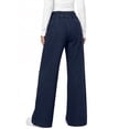 thumbnail image 2 of Sundazz Women's Stretchy Wide Leg Jeans Elastic Waist Knit Denim Pants with Seamed Front, 2 of 7