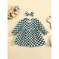 thumbnail image 2 of Bagilaanoe Toddler Baby Girl Plaid Dress Long Sleeve A-line Button-Down Dresses + Hairpin 6M 12M 18M 24M 3T 4T Casual Swing Tunic Tops, 2 of 9
