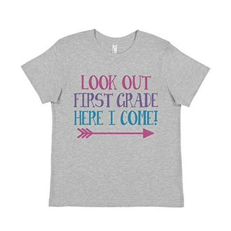 

7 ate 9 Apparel Girl s Look Out First Grade School Shirt Grey