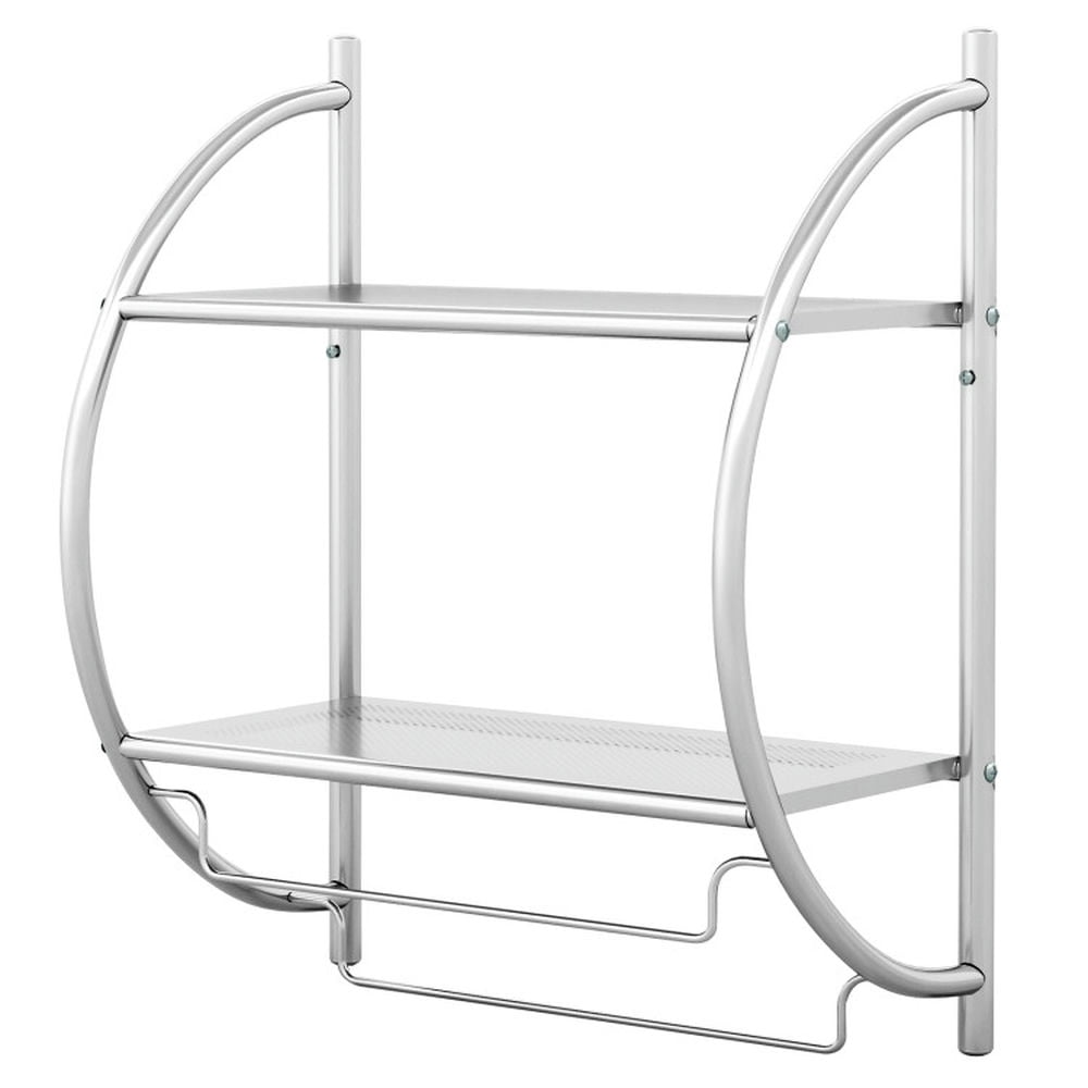 Finihen Wall Mounted Towel Rack, Wall Mounted 2-Tier Bathroom Towel Holder with 2 Towel Bars, for Bathroom, laundry Room, Silver
