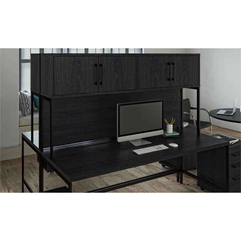 Scranton & Co Metal Frame Wooden Desk Hutch in Black Oak Walmart Canada