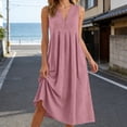thumbnail image 4 of Afdoent Dresses For Women Linen Maxi Dresses For Casual V Neck Long Dress Sleeveless With Pockets Beach Travel Vacation Long Sundress Beach Vacation Clothes, 4 of 5