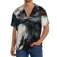 thumbnail image 1 of Fotbe Red Black Ink Style Bald Eagle Camisa Estampada de Manga Corta para Hombre, Casual de Verano, Estilo Playero, Sin Arrugas-Medium, 1 of 5