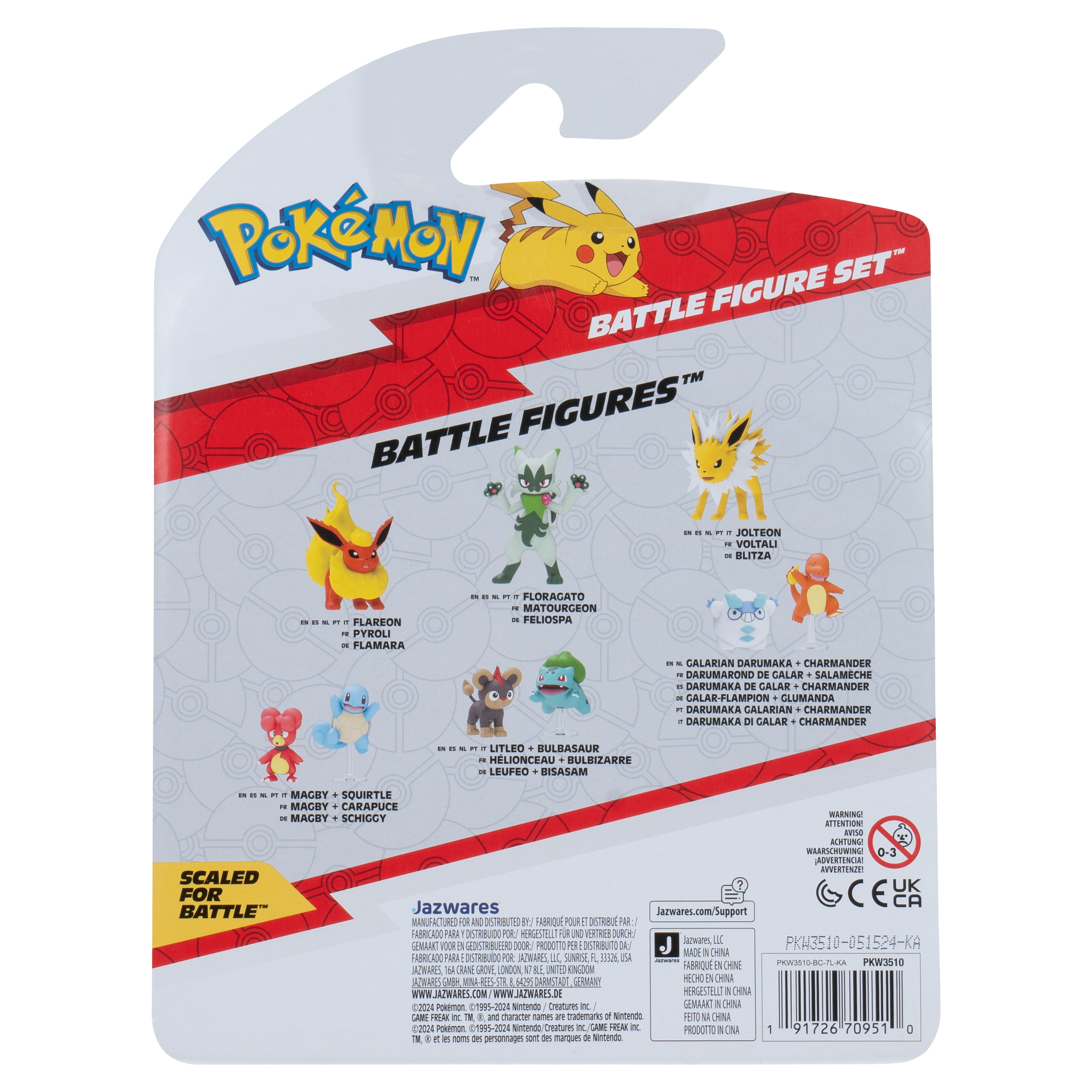 Pokemon Battle Figure 3 Pack - Features 2 inch Clefairy and Flapple and 3 inch Jolteon Battle Figures
