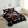 thumbnail image 3 of Homewish Retro Boho Moth Queen Comforter Set,Gothic Style Bedding Sets,Red White Black Bedding Comforter Set For Girls Boys,Luxury Bedroom Decor Reversible,3-Piece, 3 of 8