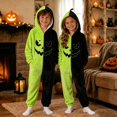 thumbnail image 2 of Weebloom Halloween Kids Pumpkin Hooded Onesie Pajamas Funny Flannel Romper For Cozy One Piece Role Play Outfit Pjs Loungewear For Boys Girls Green 4-5 Years, 2 of 6