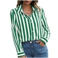 thumbnail image 2 of Ahuyic Womens Plus Size Top, Casual Long Sleeve Blouse For Autumns And Winter, Womens Fashion Striped Long Sleeve V Neck Button Long Sleeve V Neck Top/Shirts, 2 of 6