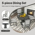 thumbnail image 5 of 5 Piece Round Dining Table Set, Dining Room Set with Extendable Table and 4 Upholstered Chairs, Wood Dining Table Set for 4, Farmhouse Dining Table Set for Kitchen Dining Room Dorm Apartment, Gray, 5 of 10