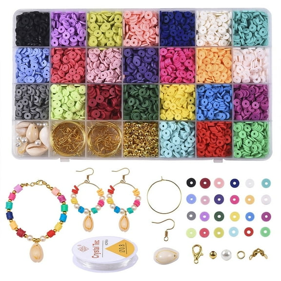 1 set DIY Jewelry Making Kits include Handmade Polymer Clay Beads Plastic Beads Iron Spacer Beads & Open Jump Rings & Earring Hooks