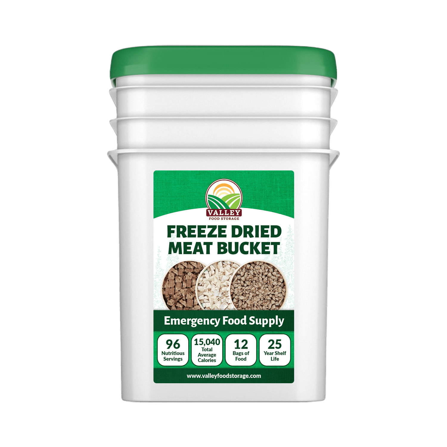 Valley Food Storage Freeze Dried Meat Bucket, 92 Servings, 25 Year