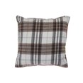 thumbnail image 1 of Checked Poly-Cotton Cushion With Sherpa At Back Brown Stripe - Set of 2, 1 of 4