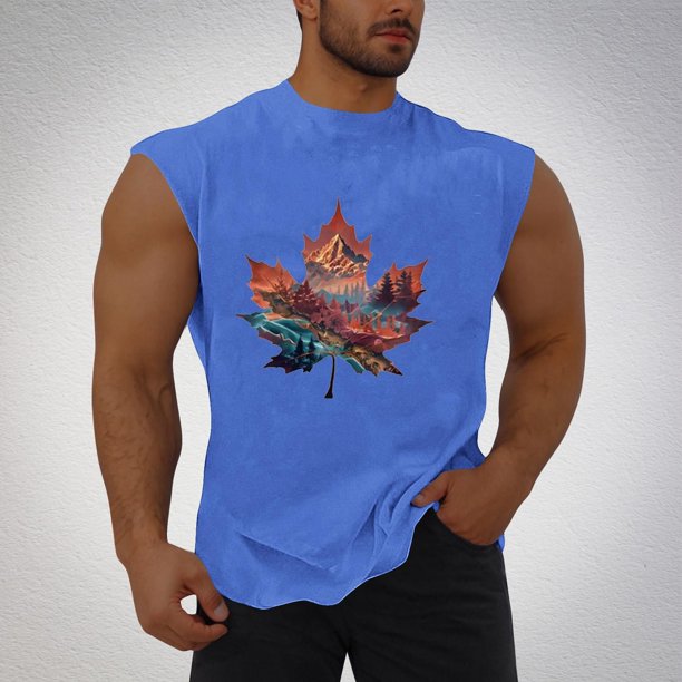 Camiseta sin mangas de cuello redondo para hombre, informal, a la moda, sin mangas, con estampado, cuello redondo, deportiva, de poliéster