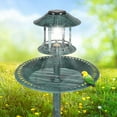 thumbnail image 2 of Zimtown 42 Inch Bird Bath with Solar Light Antique Copper Weather Resistant Birdbaths Dark Green, 2 of 10
