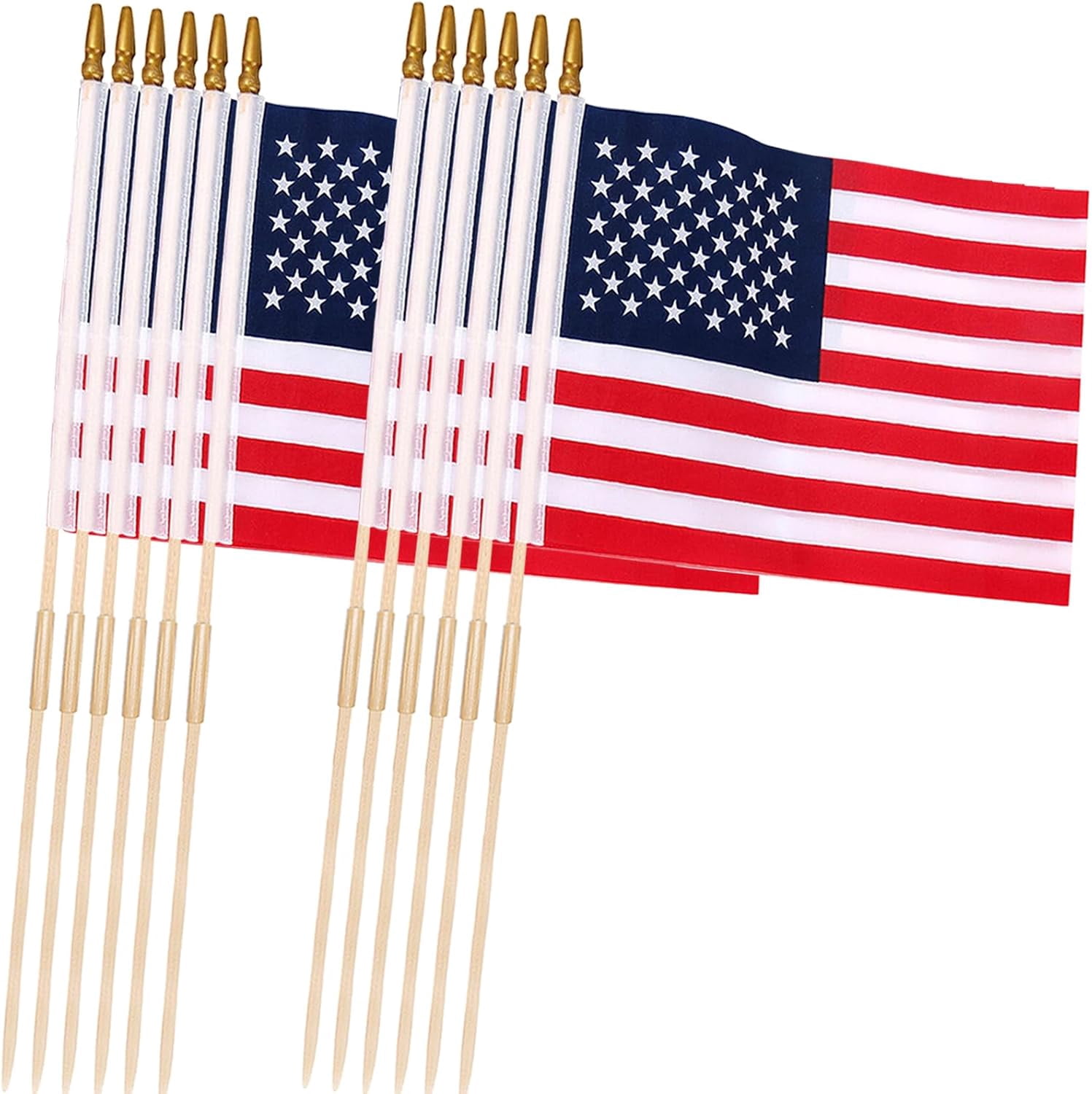 24 Pcs 12x18 Inch American Flags on Stick, American Flags, USA Stick Flag with Handheld and Grounded Multi-Purpose Flagpole, Design for Memorial Day, 4th of July, Veterans Day, Outside decorations
