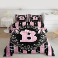 thumbnail image 2 of Homewish Fashion Initial B Letter Queen Comforter Set, Princess Bowknot Ribbon Bedding Sets, Pink Glitter Diamond Reversible Bedding Comforter Set, Ultra Soft Bedroom Decor, 3-Piece, 2 of 8