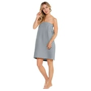 Turquaz Linen Lightweight Knee Length Spa/Bath Waffle Body Wrap with Adjustable Hook-and-Loop Tape (XX-Large, Gray)