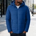 thumbnail image 4 of Men's Hooded Puffer Jacket Full Zip Padded Coat,Warm Windbreaker Fall Winter Outerwear Relaxed Comfy Daily Outing Wear,Blue,S, 4 of 9