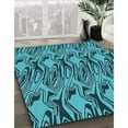 thumbnail image 3 of Ahgly Company Tapis Rond Lavable en Machine Intérieur Transitionnel Turquoise Bleu Vif, 7 Pieds Rond, 3 of 7