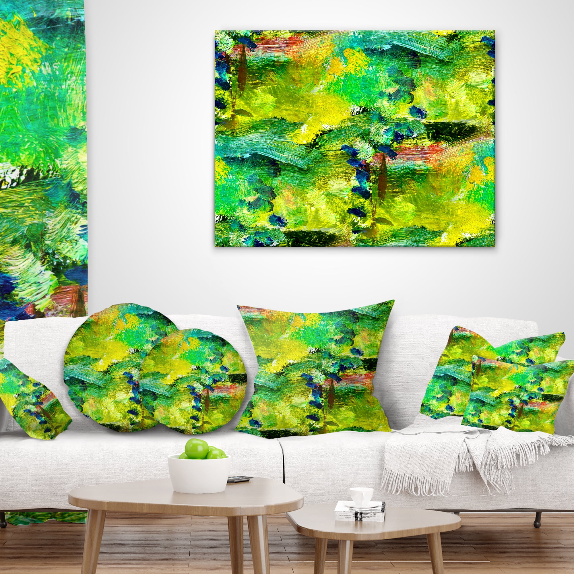 Designart Africa Green Texture - Abstract Throw Pillow - 16x16