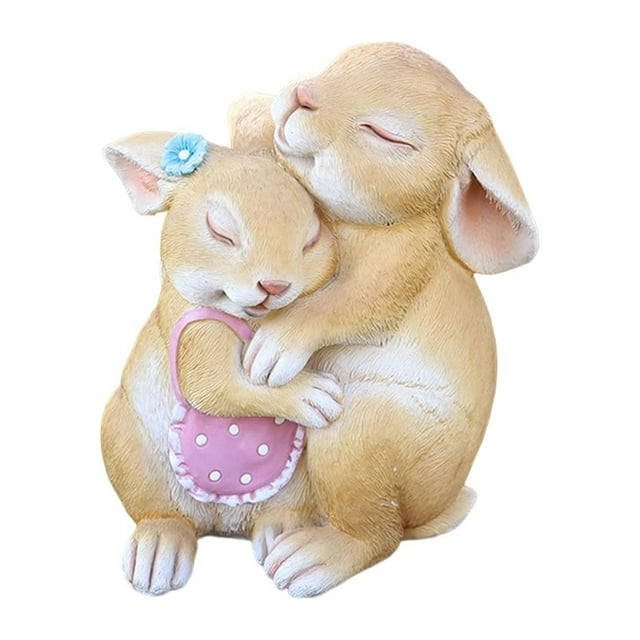 koolsoo 2 Pcs Figurines d'Animaux Statue de Jardin Mignonne en Résine Simulée Décoration pour Jardin Rose