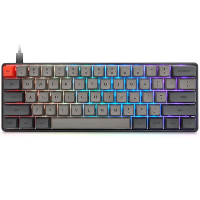 RisingPro 61 Key Compact Waterproof Mechanical Gaming Keyboard RGB LED Backlit Linear & Quiet Gray MX Dark Gray