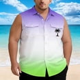 thumbnail image 2 of CONZONE Men's Sleeveless Buttons Down Shirts Plus Size Shirts for Men Trendy Hawaii Graphic Lapel Soft Lightweight Summer Tops, 2 of 4