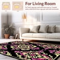 thumbnail image 2 of ODIKA 4'x6' Machine Washable Non-Slip Area Rug, Bold Floral Damask High Traffic Rug with Pad, Black, 336989, 2 of 8