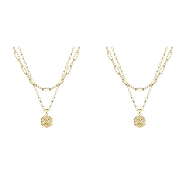 (Lot de 2) 2025 26 Collier Hexagone initial Hommes Chaîne Colliers pour Femmes Colliers pour Maman Collier pour Femmes A Z 26 Colliers Étoile pour Femmes