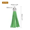 thumbnail image 2 of Uxcell 20Pack 2.2" Leather Tassels Keychain Charm with Silver Cap for DIY, Dark Green, 2 of 6