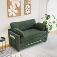 thumbnail image 2 of S-HOME Multi-Functional Corduroy Loveseat Sofa Bed, 2-Seater Two-Form Conversion with Side Storage, for Small Apartments and Living Rooms, Dark Green, 2 of 16